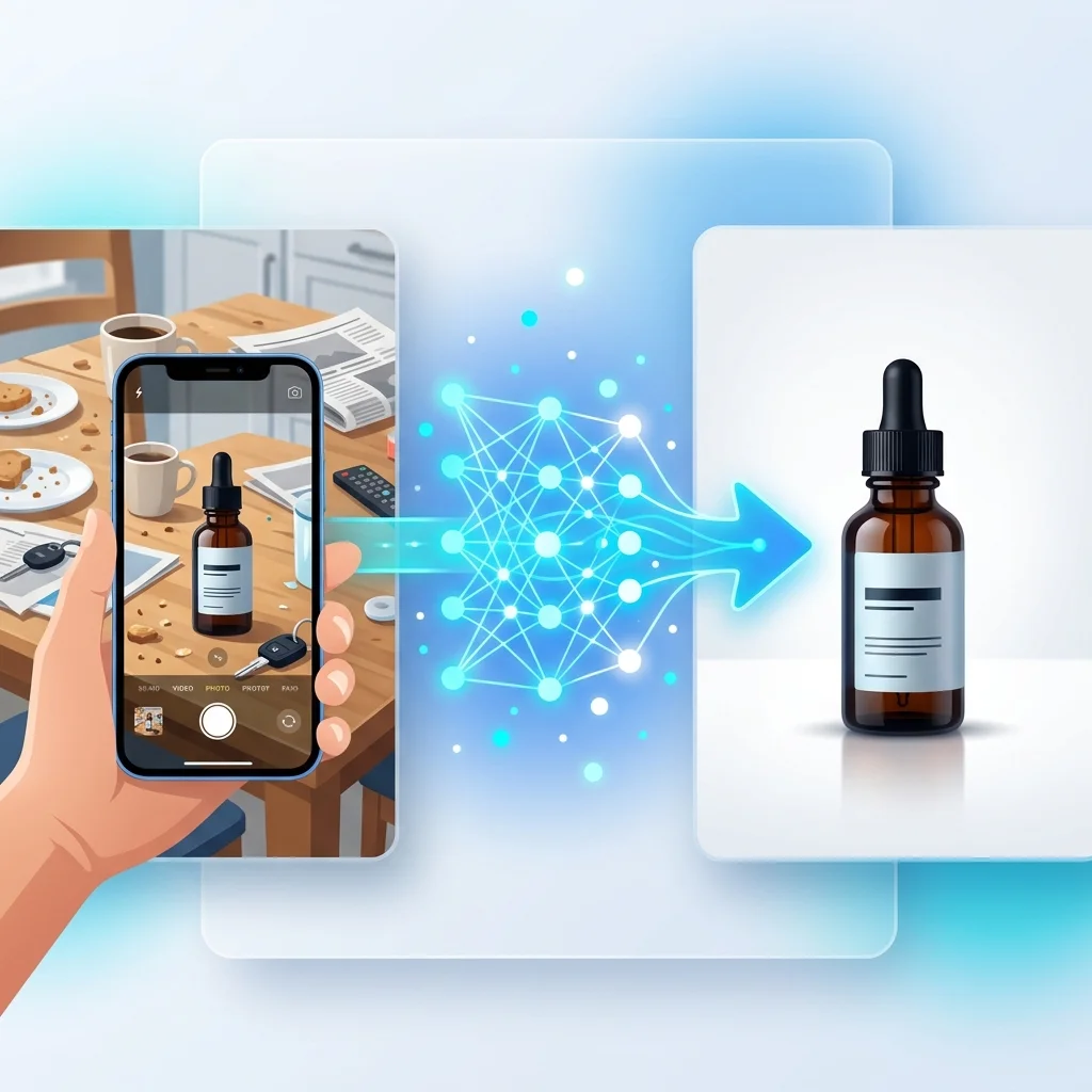 AI product photo transformation: from smartphone photo to professional studio result